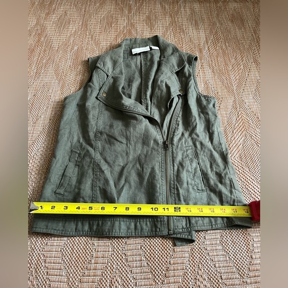 Cynthia Rowley Women's Army Green Linen Moto Vest,Sleeveless,Size Small - Picture 4 of 8
